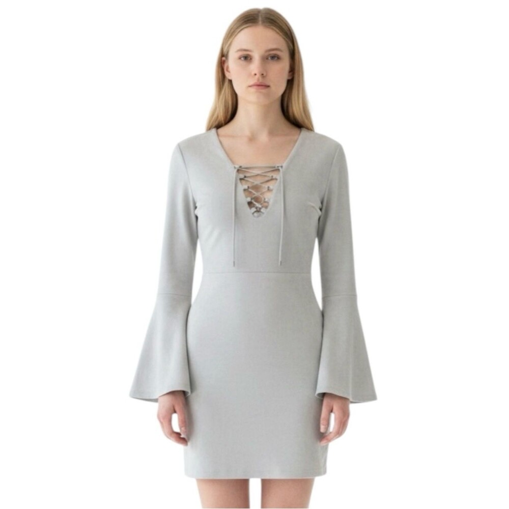 🆕JCL Faux Suede Lace Up Gray Dress